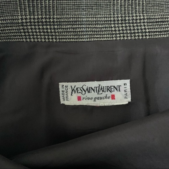 Vintage YSL Black Tweed Pencil Skirt Houndstooth Yves Saint Laurent 90s - Picture 5 of 13